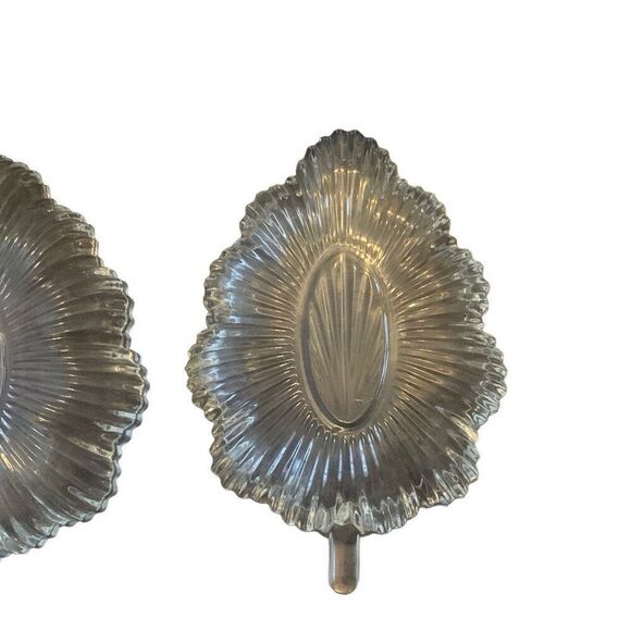 Vintage Federal Glass Lot of 2 Leaf Dish Ribbed Clear Crystal Classic Style - Picture 9 of 11